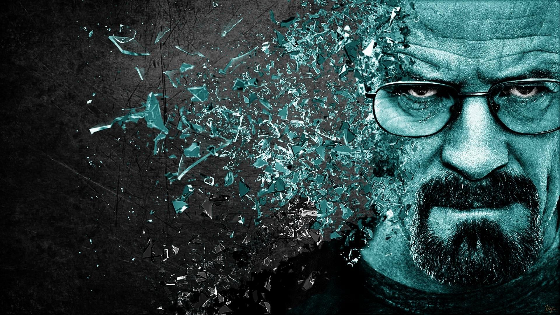 Walter White, Breaking Bad, Vetri in frantumi, Arte digitale, Azzurro, sfondo Full HD per computer
