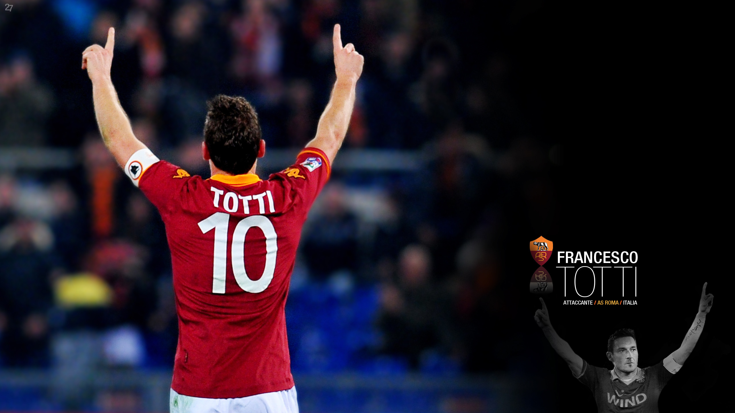 Francesco Totti, AS Roma, Esultanza, Numero 10, 2560x1440, immagine di sfondo
