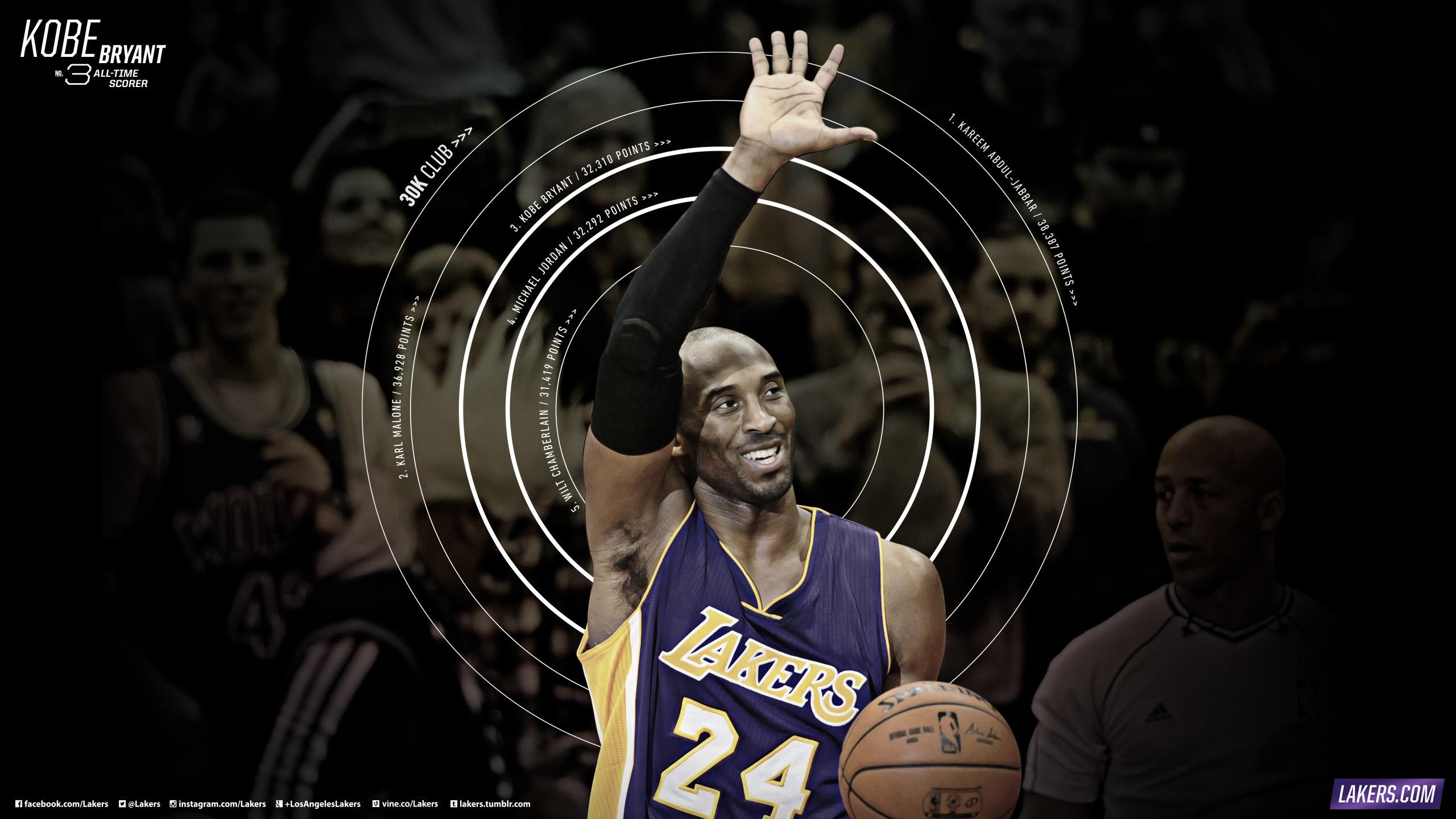 Kobe Bryant, Los Angeles Lakers, NBA, Sfondo nero, 16:9 2K, wallpaper widescreen