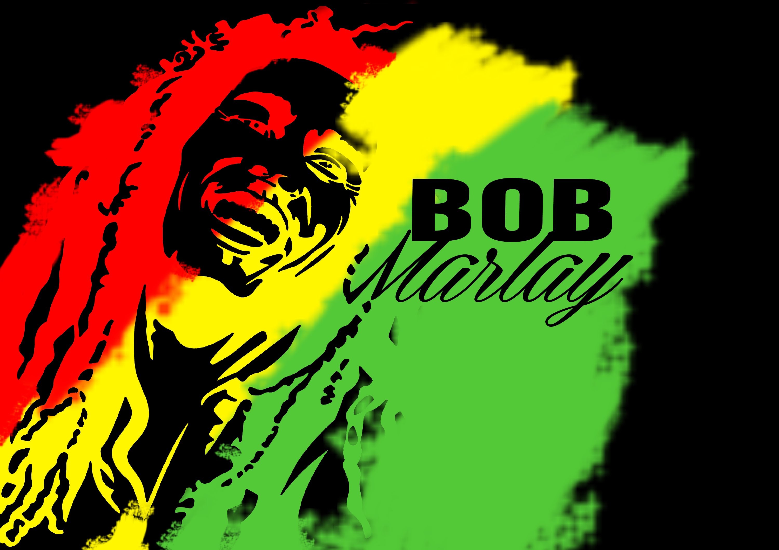 Bob Marley, Colori rasta, Tipografia, 2K, sfondo per portatile