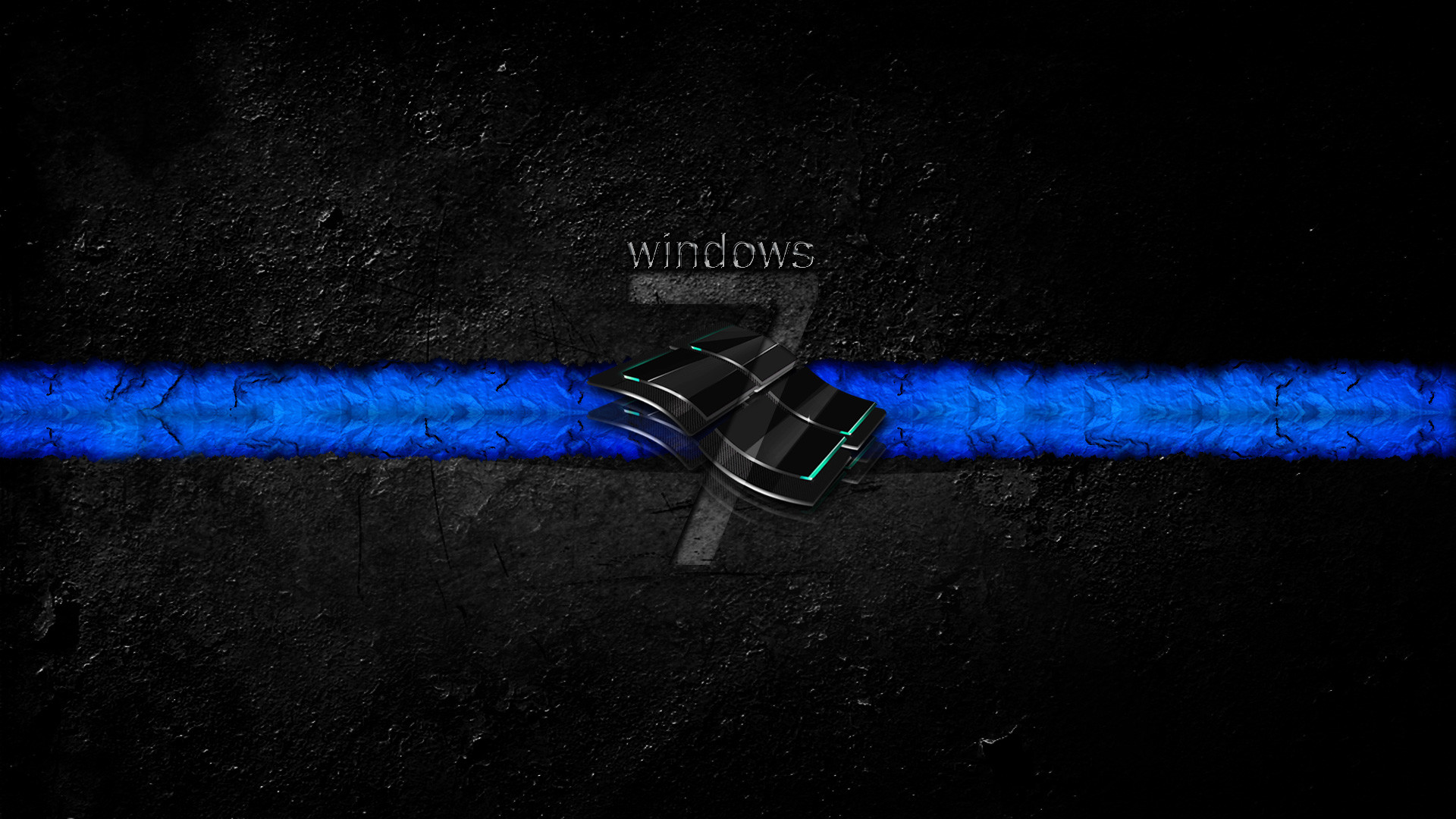 Windows 7, Numero 7, Luce blu, Texture scura, 16:9 Full HD, sfondo widescreen
