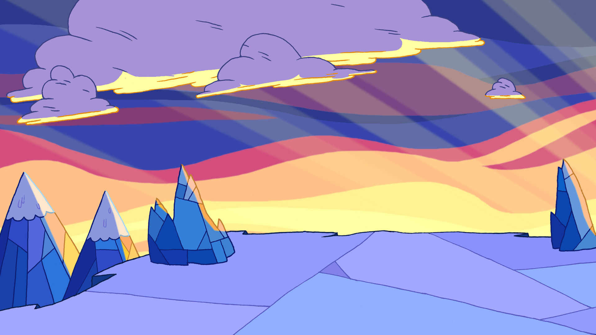 Regno dei Ghiacci, Adventure Time, Montagne di ghiaccio, Tramonto, wallpaper per portatile
