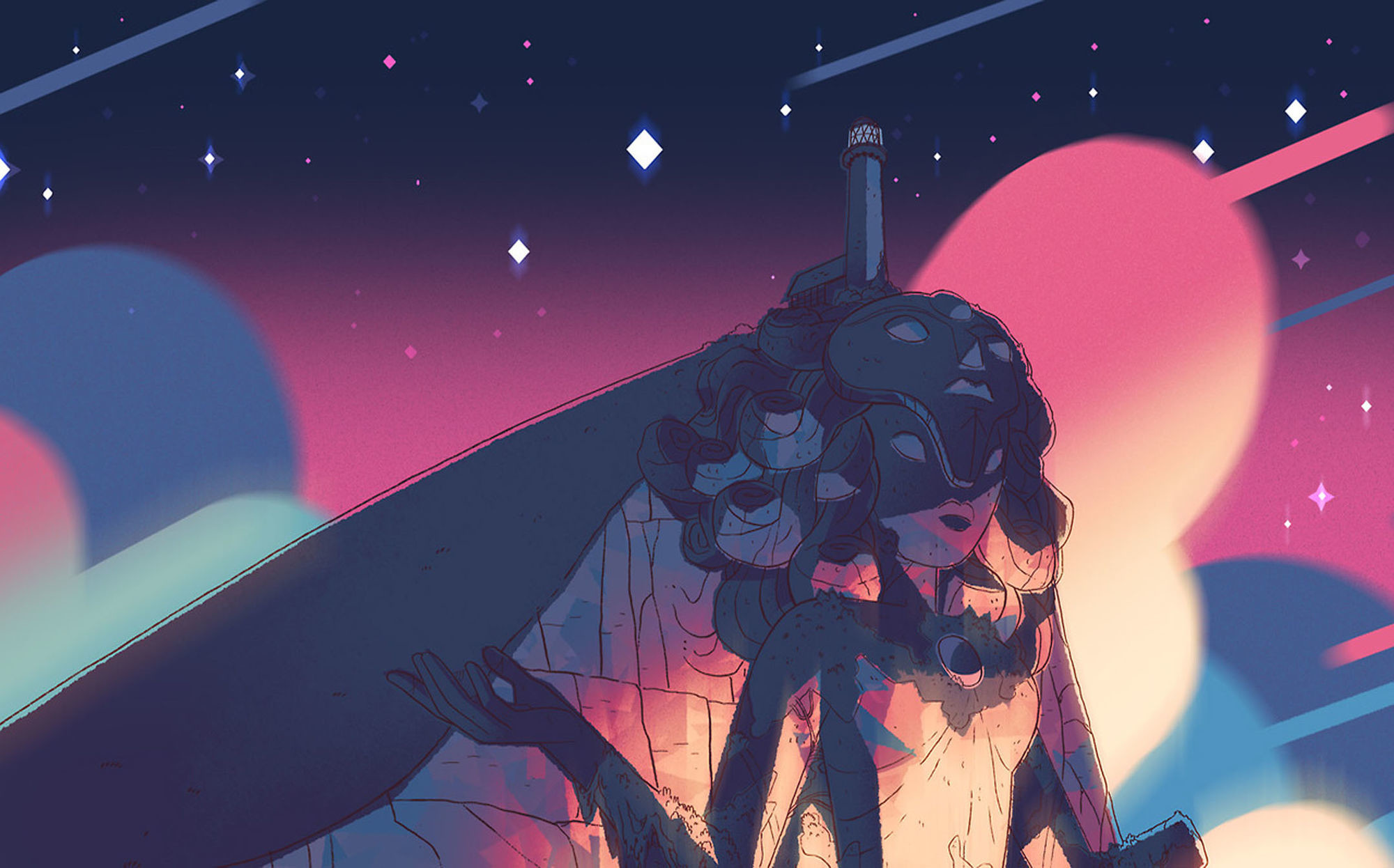 Steven Universe, Notte, Rosa, 2000x1246, sfondo MacBook Pro