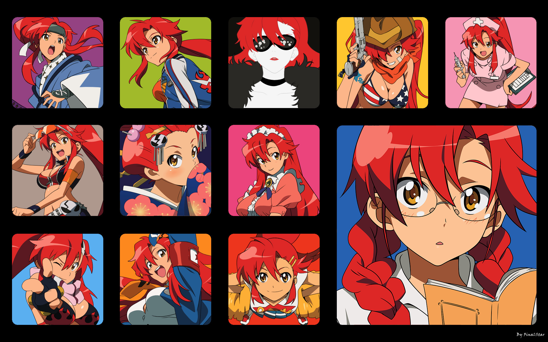 Yoko Littner, Gurren Lagann, Collage, Espressioni, 1920x1200, sfondo MacBook Pro