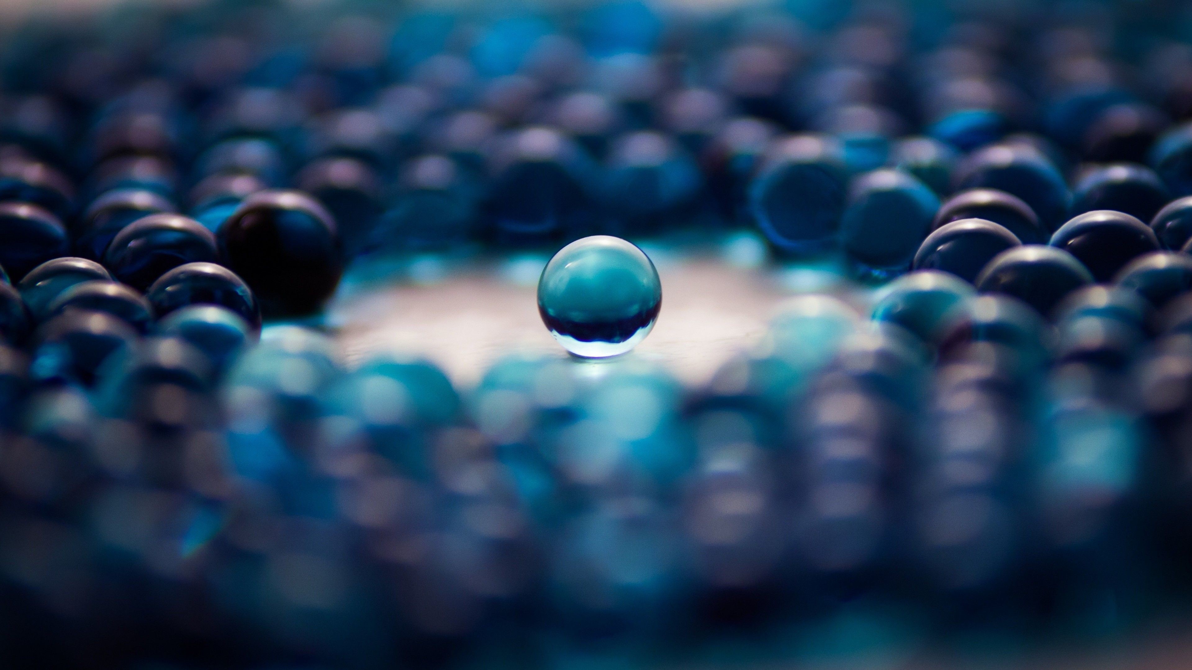 Sfere, Goccia, Blu, Macro, 4K, sfondo desktop