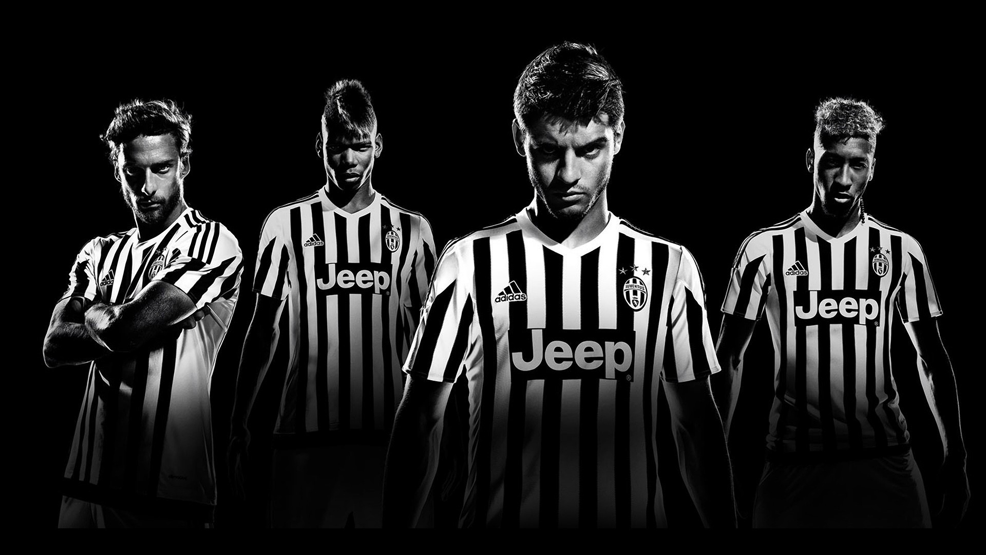 Juventus, Squadra, Maglia Jeep, Bianco e nero, 1920x1080, wallpaper desktop