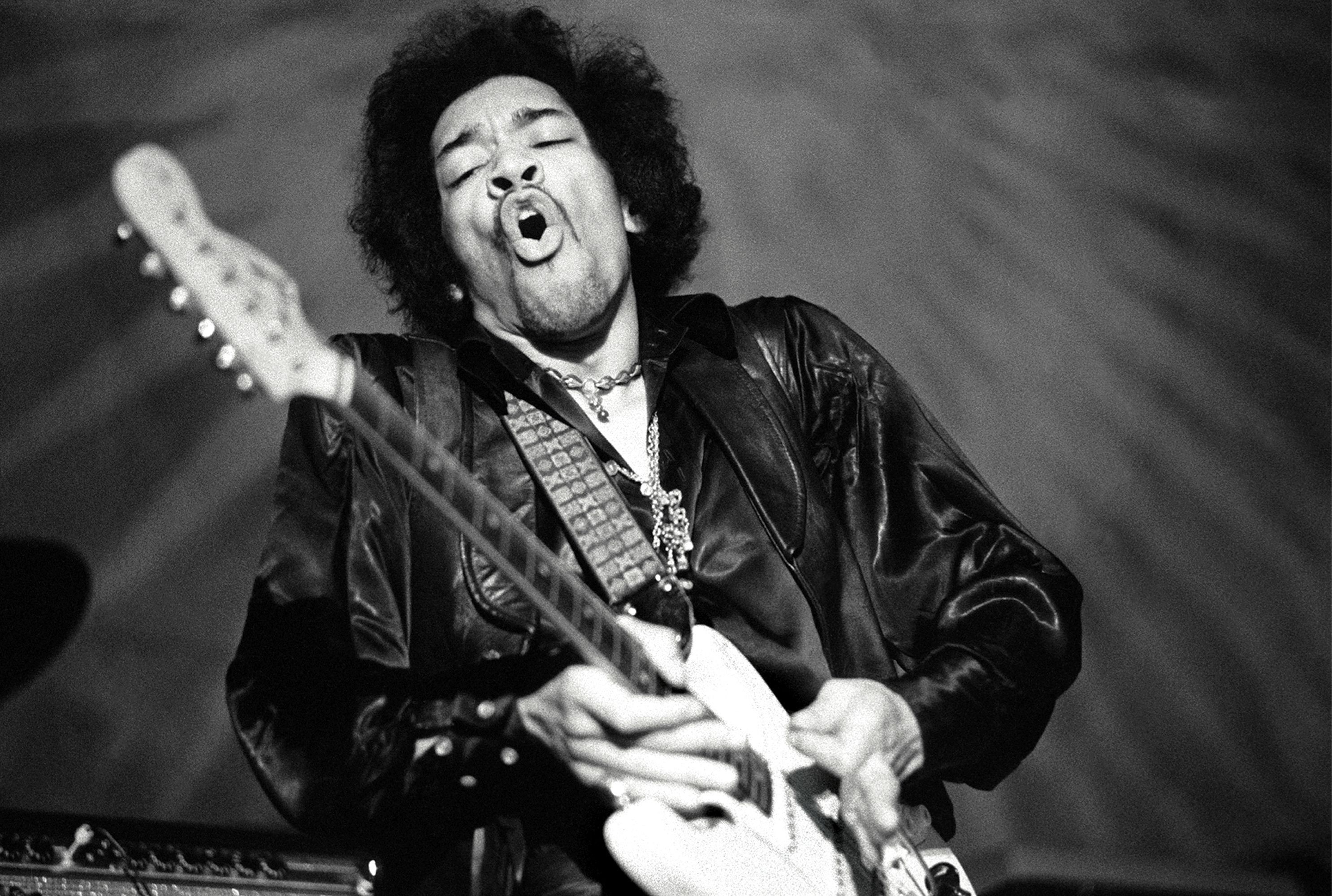 Jimi Hendrix, Chitarra, Concerto, Bianco e nero, 2K, sfondo desktop