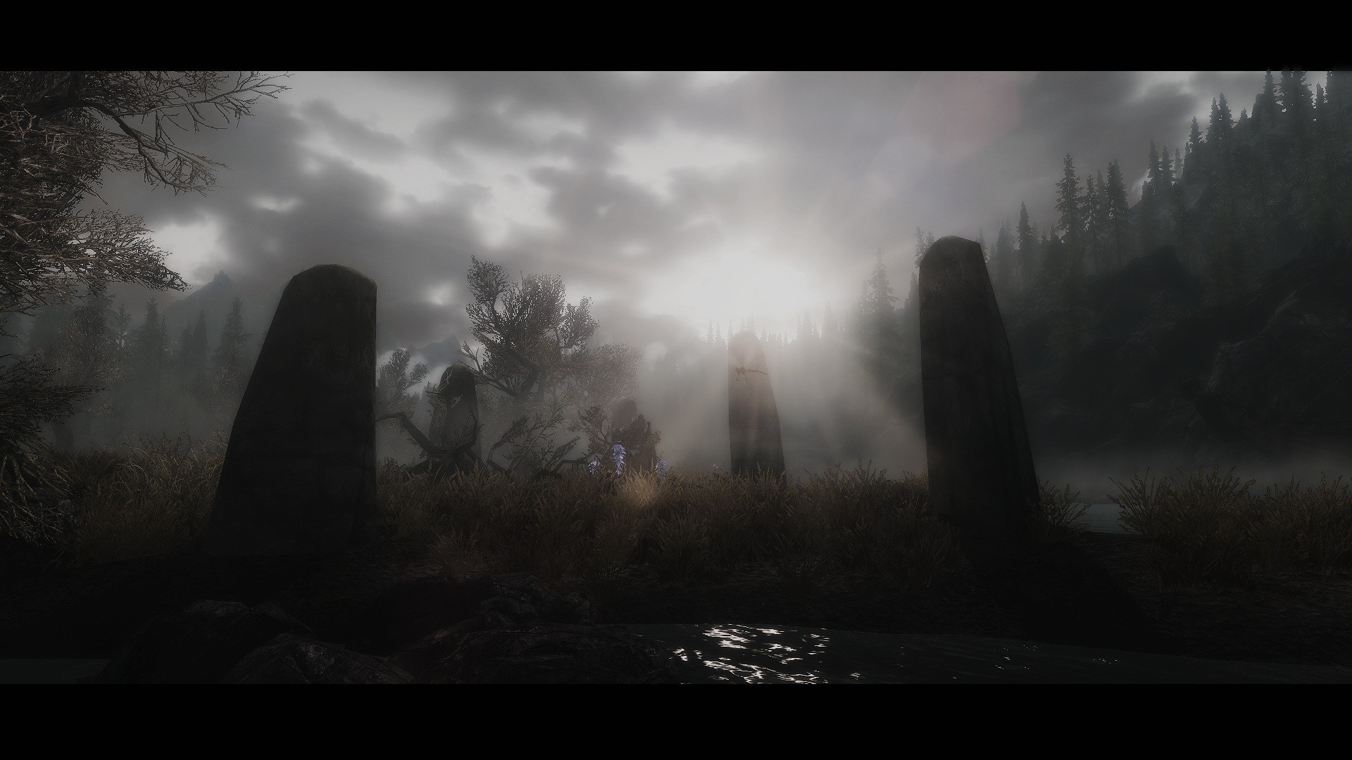 The Elder Scrolls V: Skyrim, Pietre erette, Nebbia, Buio, Full HD, sfondo per PC