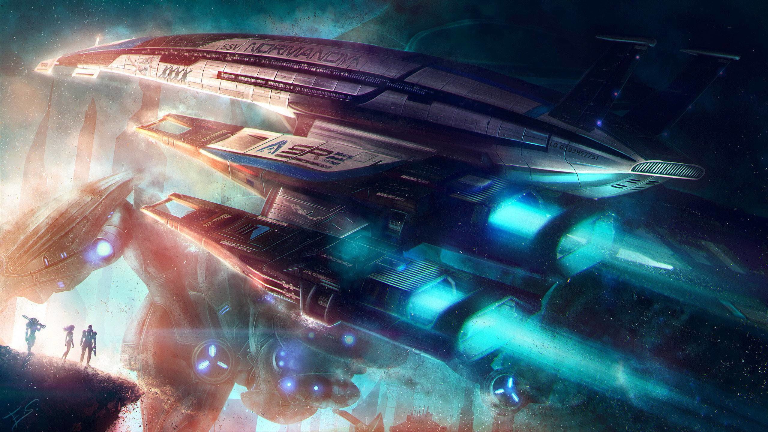 Normandy SR-2, Mass Effect, Astronave, Hangar, 2560x1440, sfondo per PC
