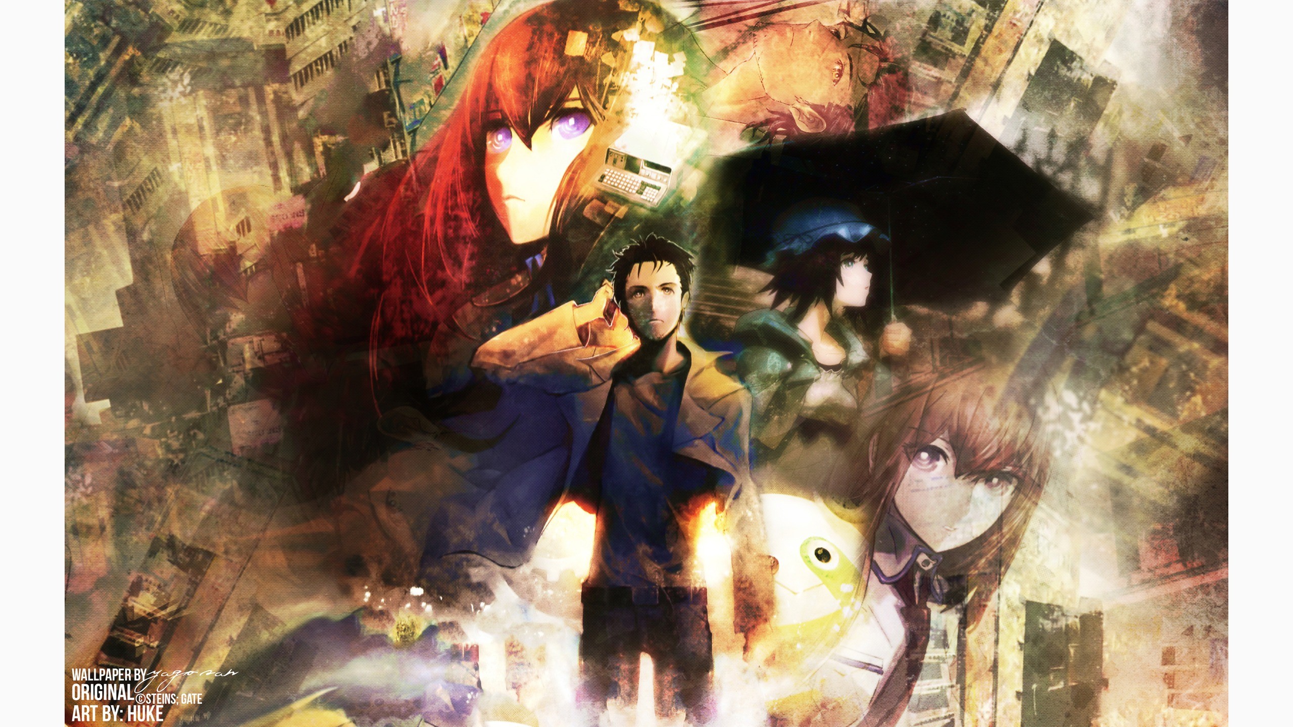 Steins;Gate, Kurisu Makise, Rintaro Okabe, Mayuri Shiina, Upa, Arte digitale, sfondo per PC