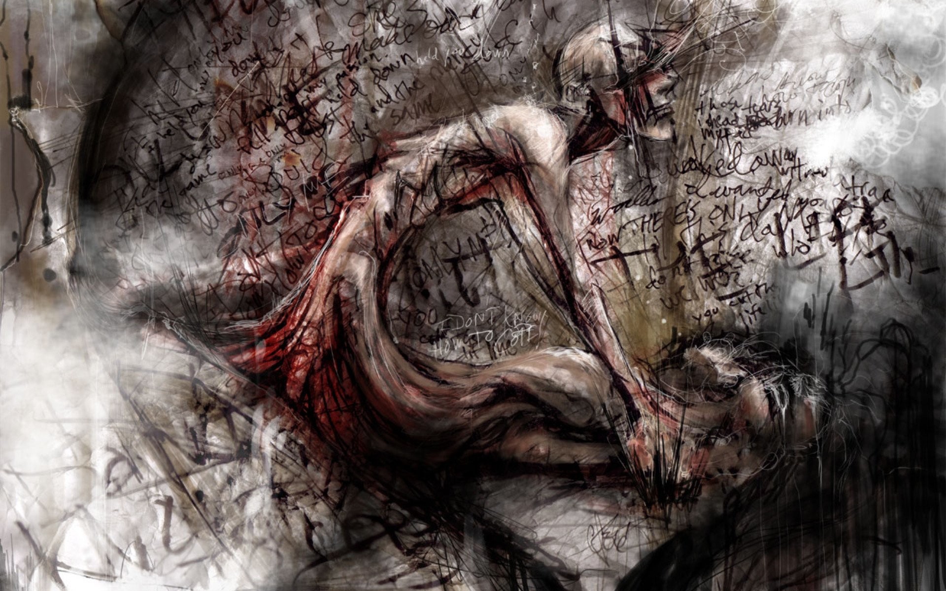 Arte dark, Schizzo, Figura scheletrica, 1920x1200, immagine di sfondo