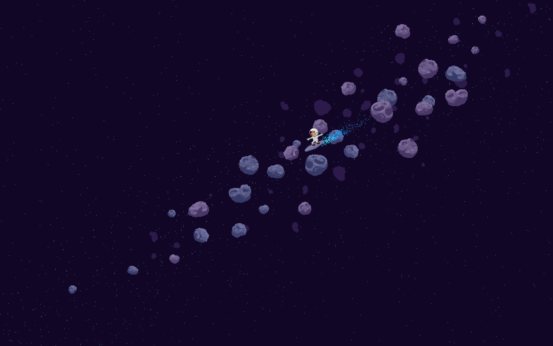 Pixel art, Asteroidi, Spazio, Sfondo viola scuro, 16:10 Full HD, wallpaper widescreen
