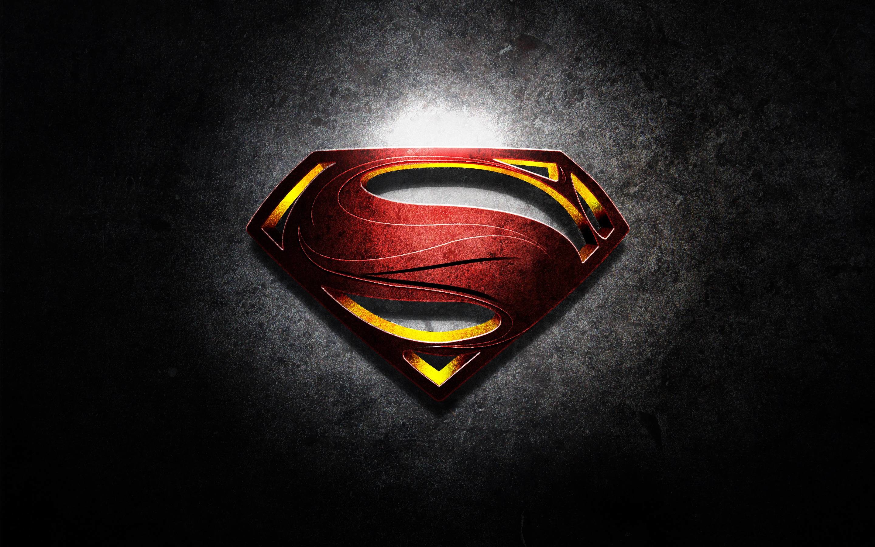 Logo di Superman, L'uomo d'acciaio, Metallo, Sfondo scuro, 2K, wallpaper desktop