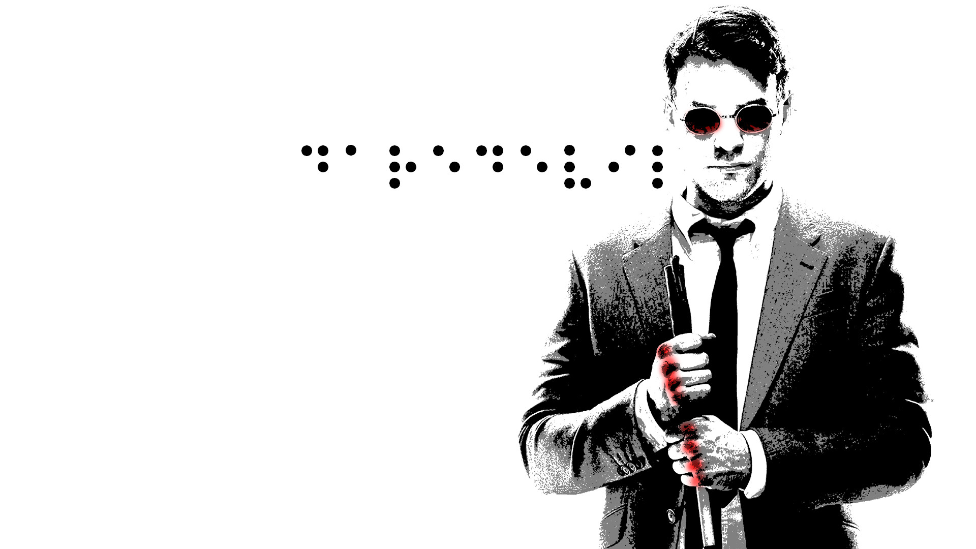 Matt Murdock, Charlie Cox, Braille, Bianco e nero, Full HD, sfondo Windows 11