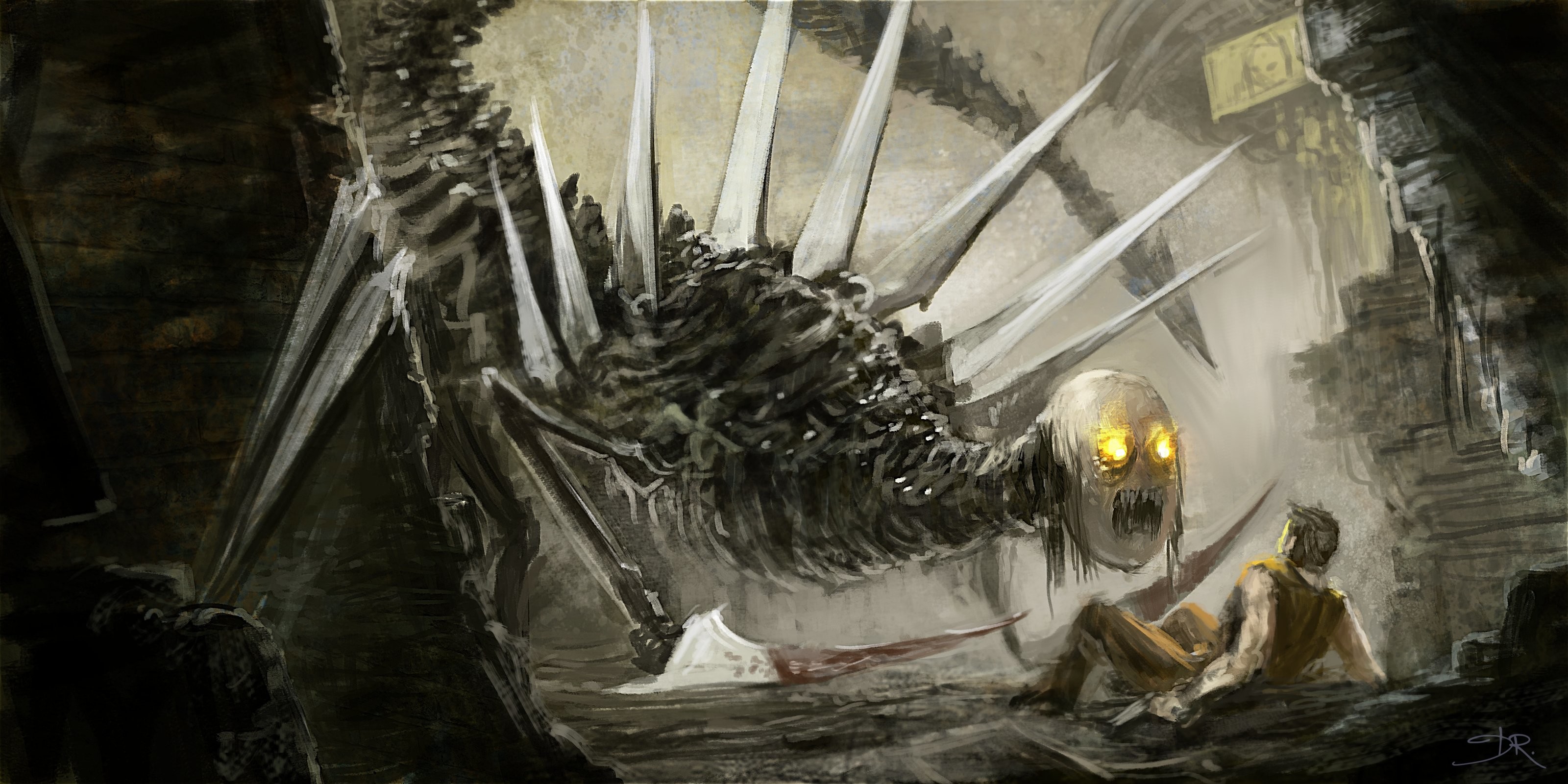 Mostro, Creatura, Illustrazione, Fantasy oscuro, 2K, sfondo desktop