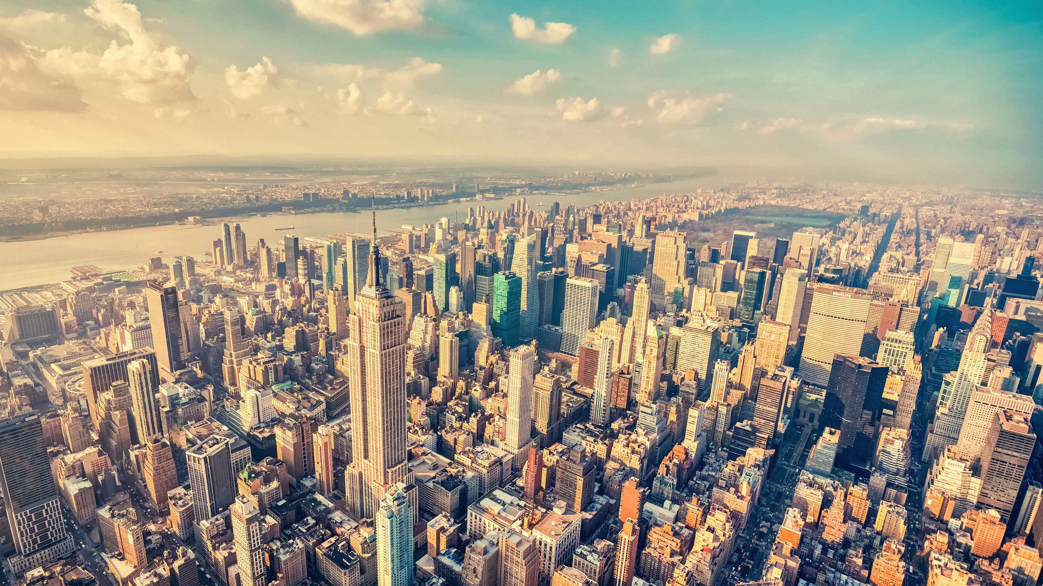 Empire State Building, Manhattan, New York, Vista aerea, Full HD, sfondo per portatile
