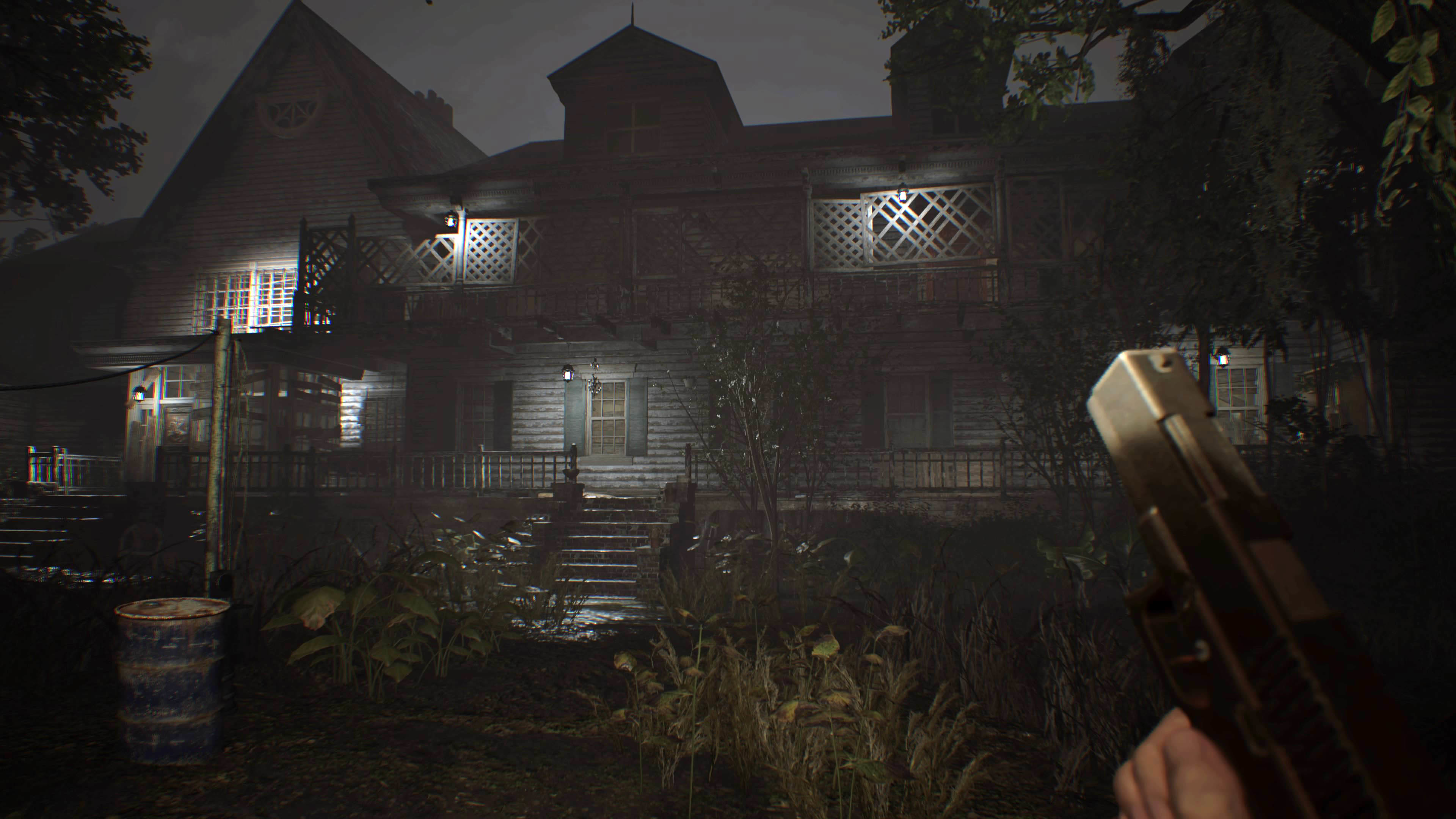 Resident Evil 7: Biohazard, Villa Baker, Pistola, Notte, Horror, 4K Ultra HD