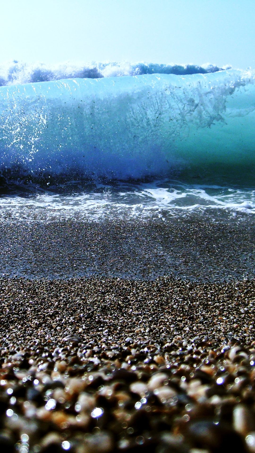 Onda, Ciottoli, Spiaggia, Macro, Full HD, wallpaper per smartphone