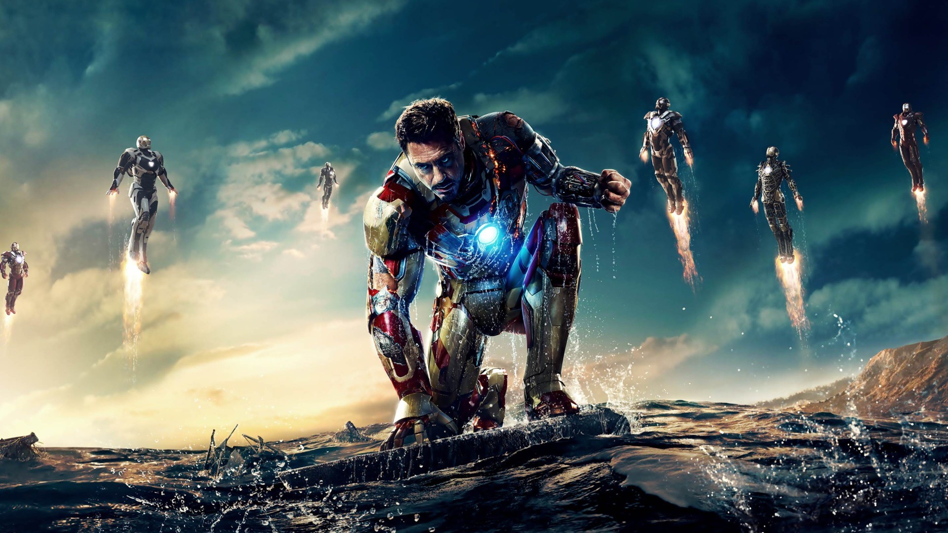 Iron Man 3, Tony Stark, Robert Downey Jr., Armature, Locandina, 1920x1080, sfondo per PC