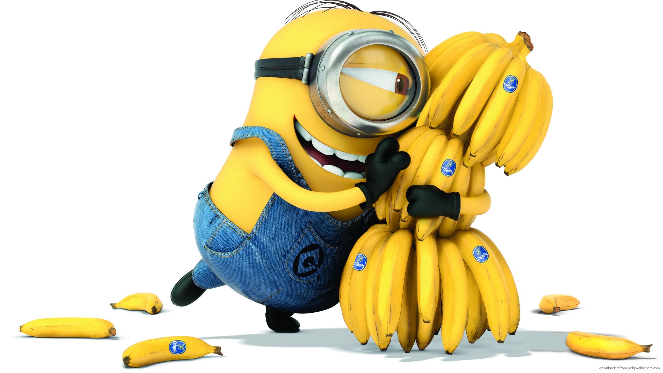 Minion, Stuart, Banane, Sfondo bianco, wallpaper Android