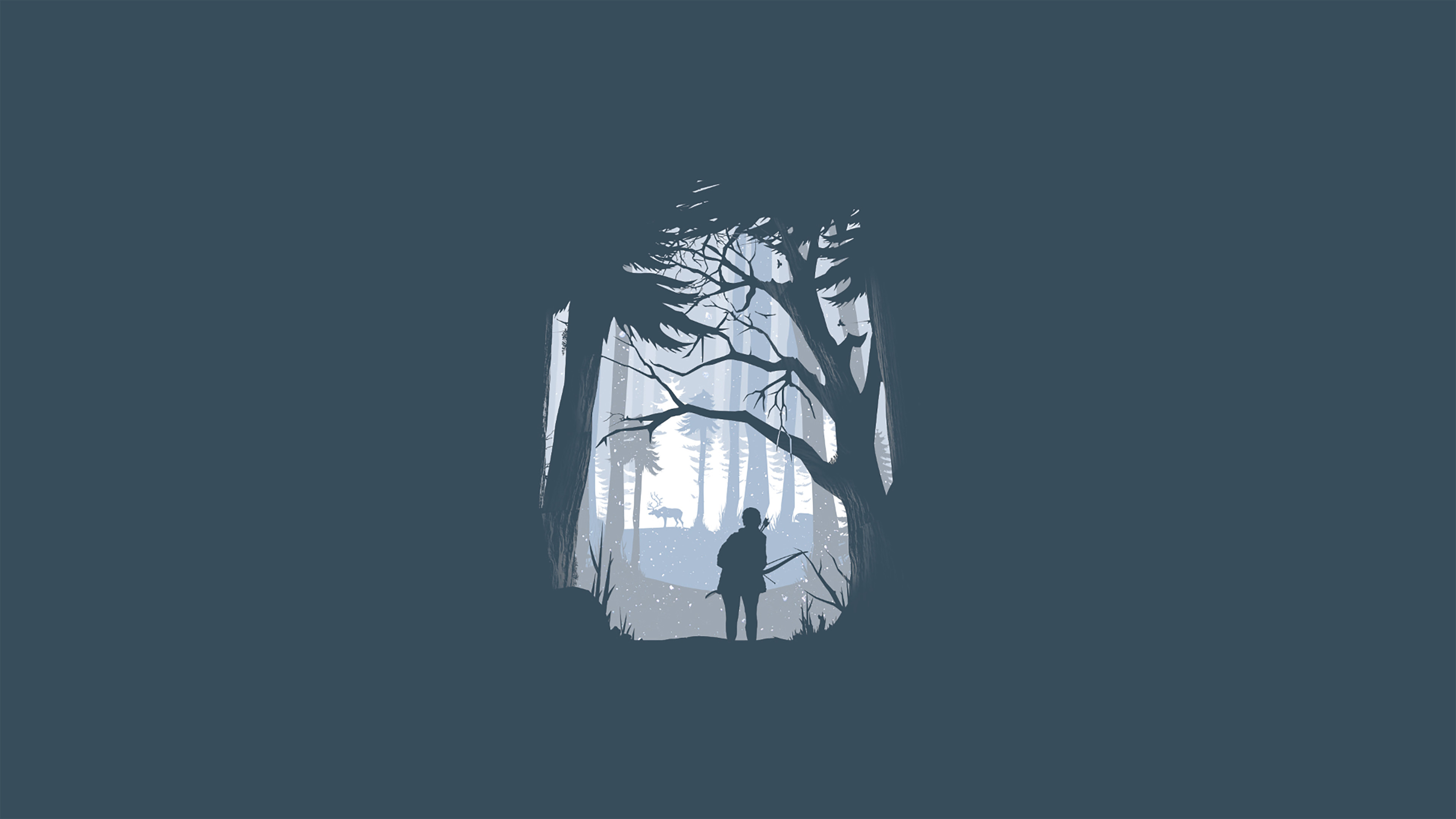 The Last of Us, Silhouette, Foresta, Minimalista, Blu grigio, 4K, sfondo per PC