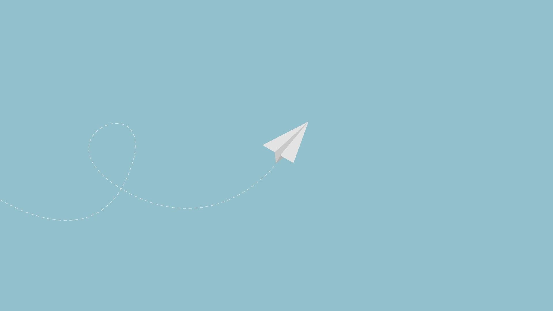 Minimalismo, Aeroplanino di carta, Azzurro, Full HD, sfondo desktop