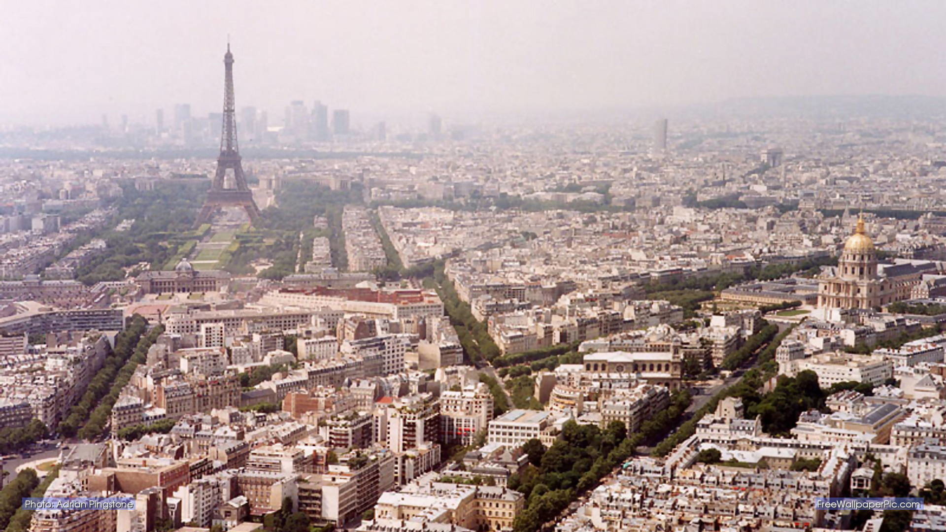 Parigi, Torre Eiffel, Les Invalides, Panorama, Foschia, Full HD, sfondo per PC e portatile