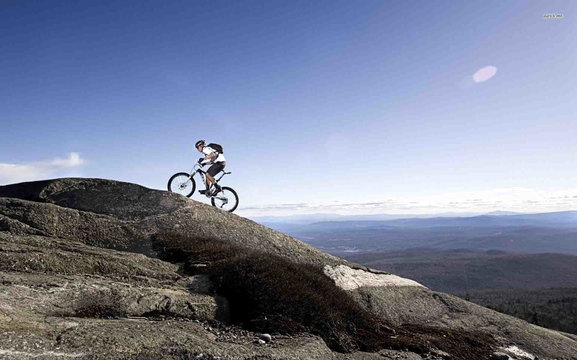 Mountain bike, Rocce, Cielo blu, Panorama, 1920x1200, sfondo per PC