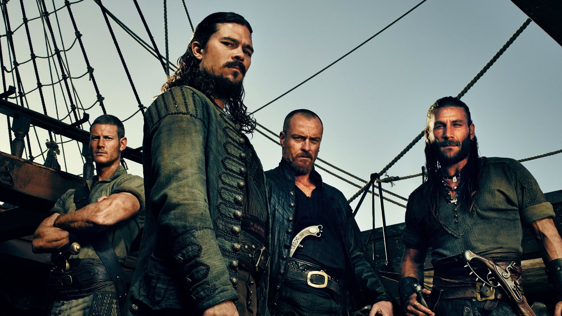 Capitano Flint, John Silver, Billy Bones, Black Sails, Ponte della nave, sfondo per portatile