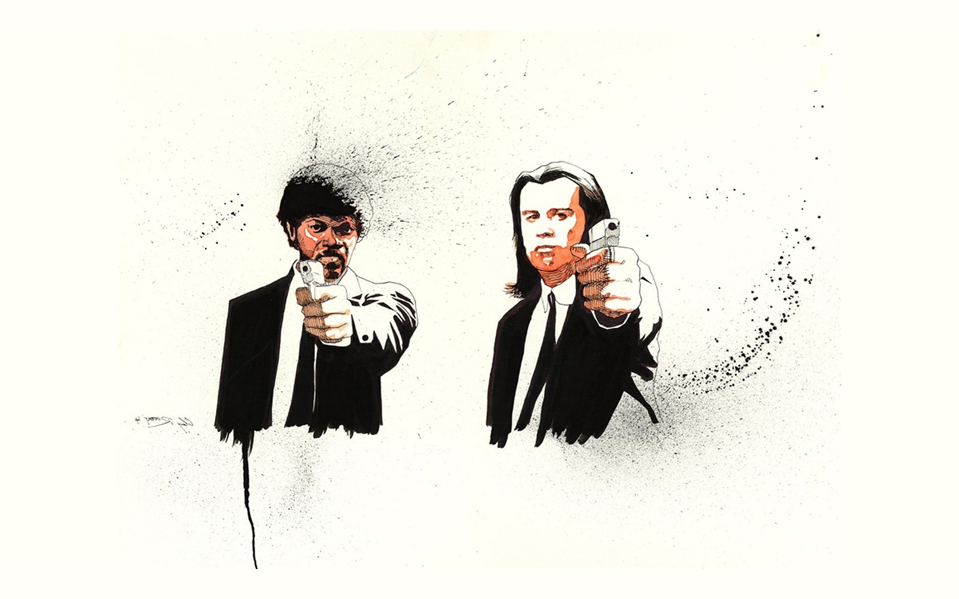 Jules Winnfield, Vincent Vega, Pulp Fiction, Schizzi d'inchiostro, sfondo MacBook Air