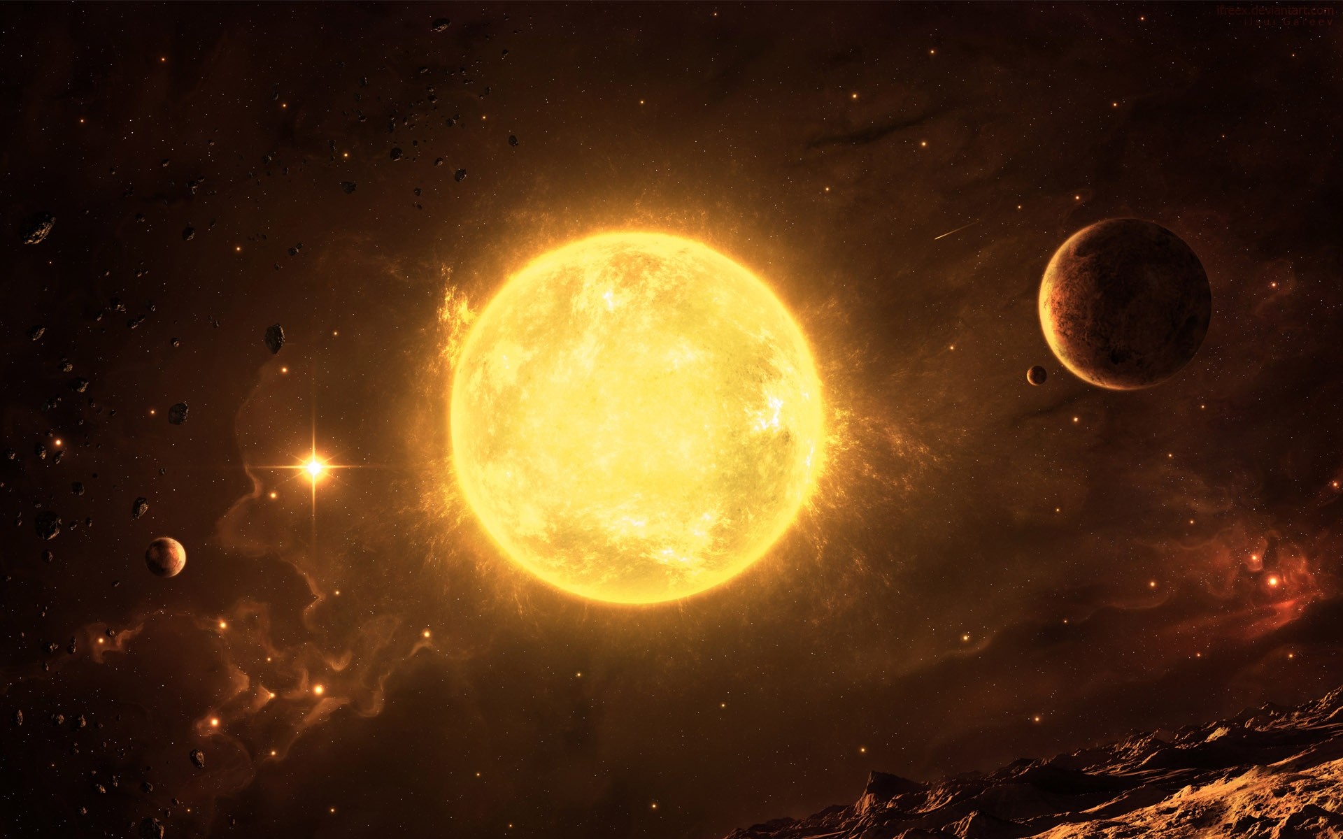 Sole, Pianeti, Sistema solare, Spazio, 1920x1200, wallpaper desktop