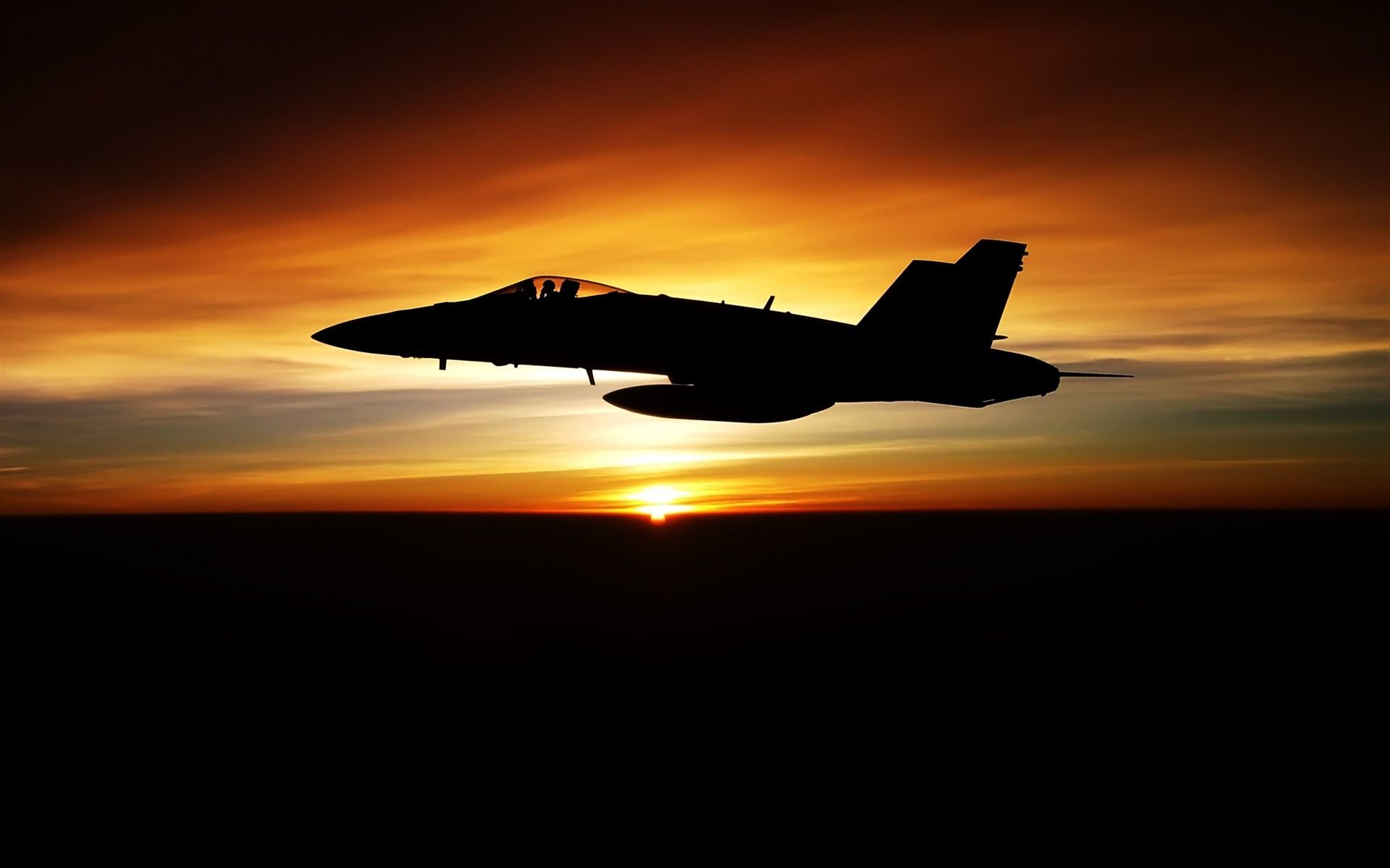 McDonnell Douglas F/A-18 Hornet, Caccia, Silhouette, Tramonto, 1920x1200, wallpaper desktop