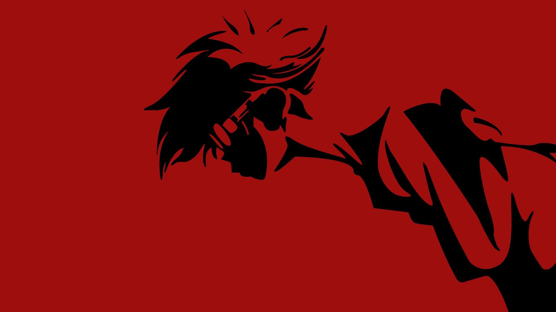 Spike Spiegel, Cowboy Bebop, Silhouette, Rosso, Full HD, sfondo desktop