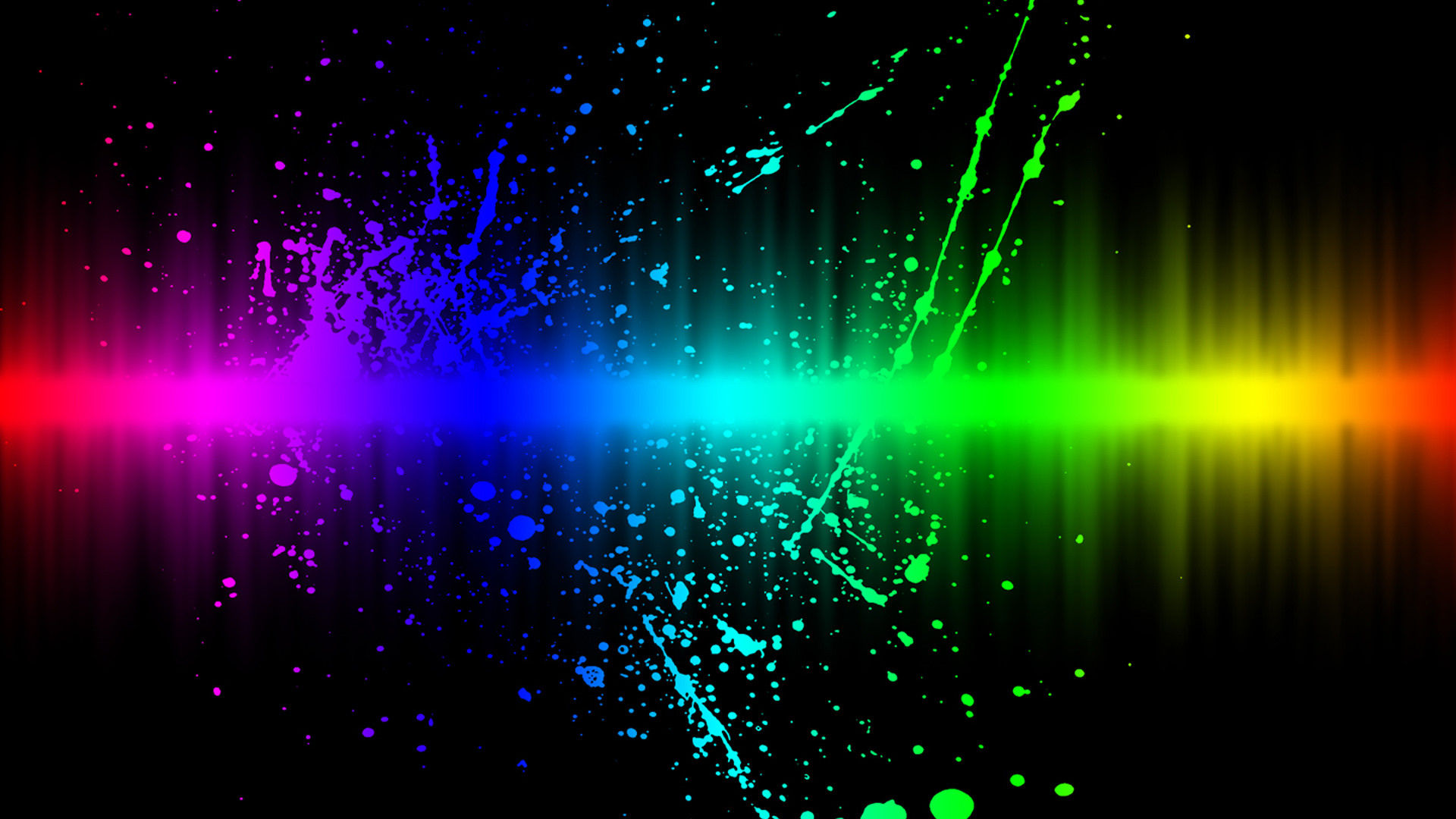 Schizzi di colore, Spettro arcobaleno, Sfondo nero, Full HD, wallpaper per desktop