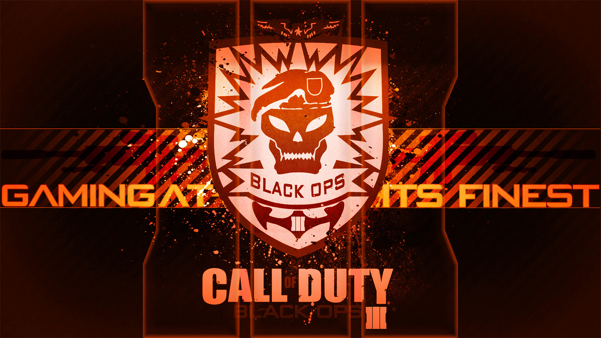 Call of Duty: Black Ops III, Emblema Black Ops, Teschio, Arancione, sfondo Full HD per computer