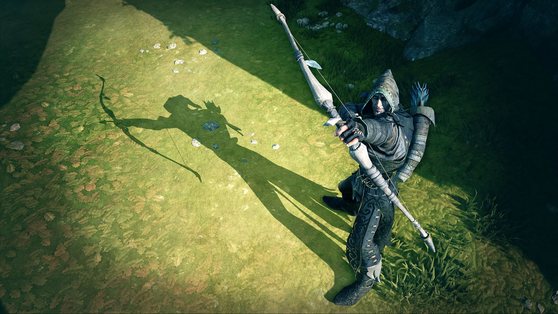 Arciere, Arco, Ombra, Prato, Full HD, sfondo per PC