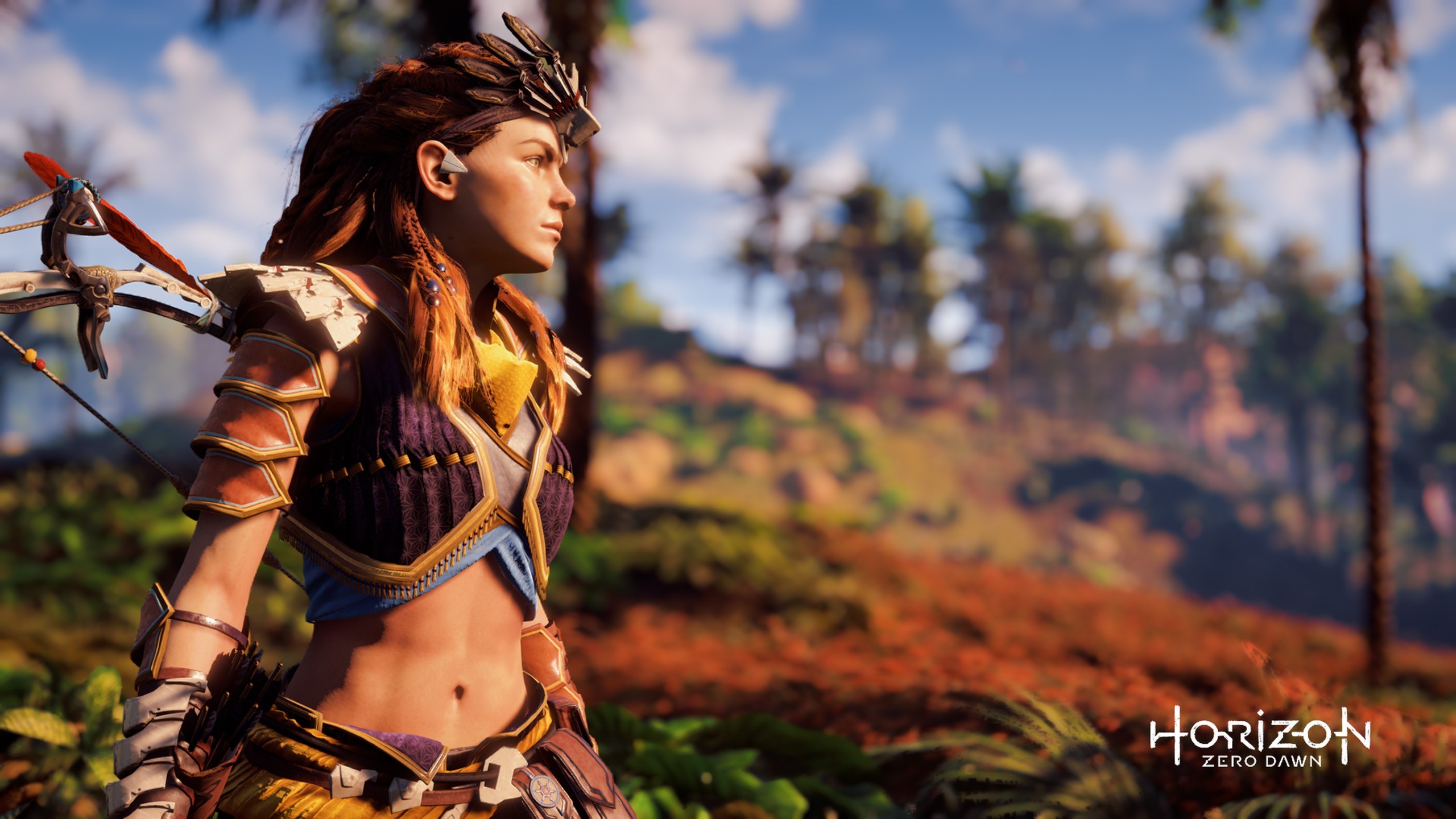 Aloy, Horizon Zero Dawn, Ritratto, Logo, 2K, wallpaper per PC