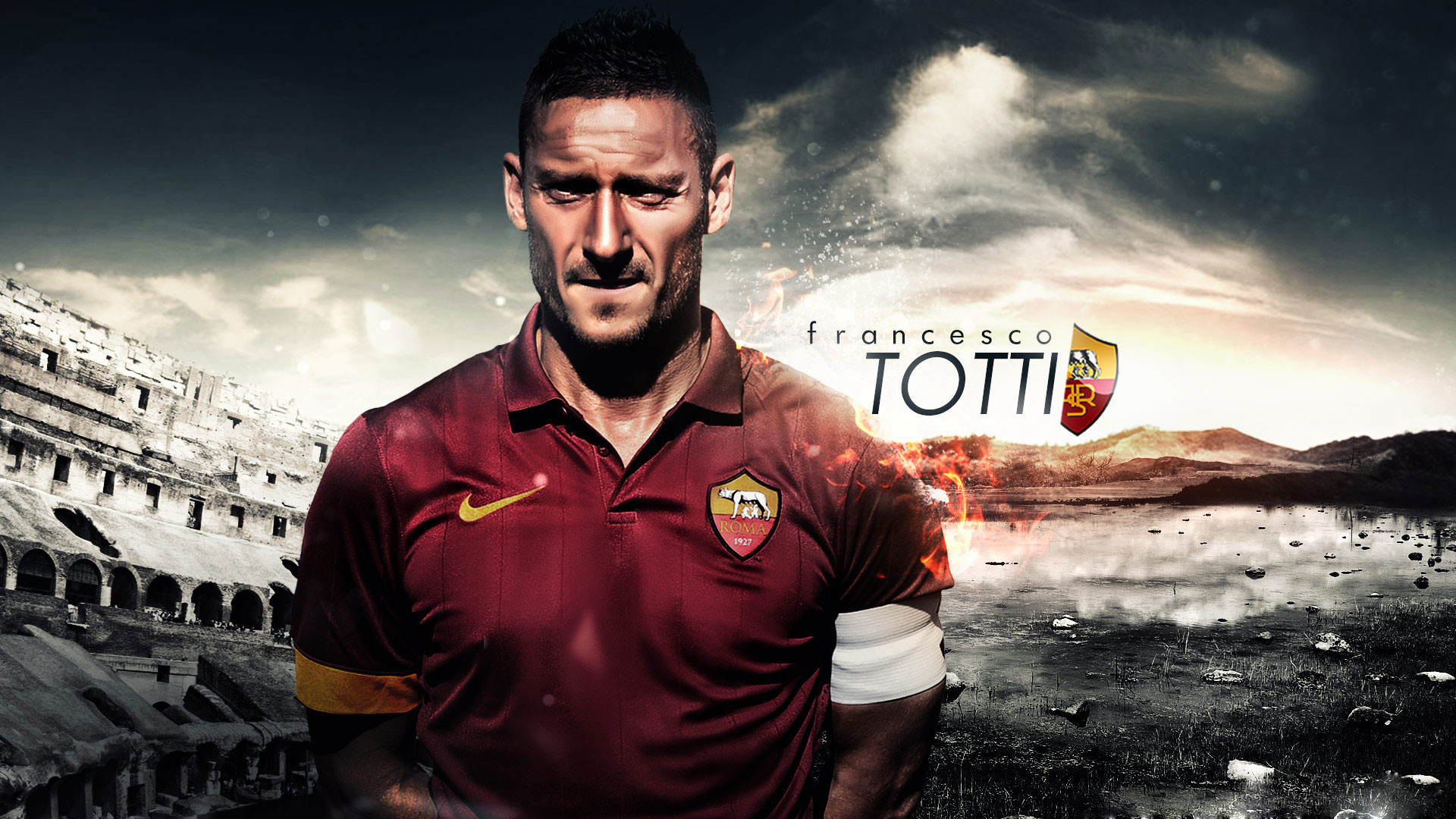 Francesco Totti, AS Roma, Colosseo, Capitano, 1920x1080, wallpaper desktop