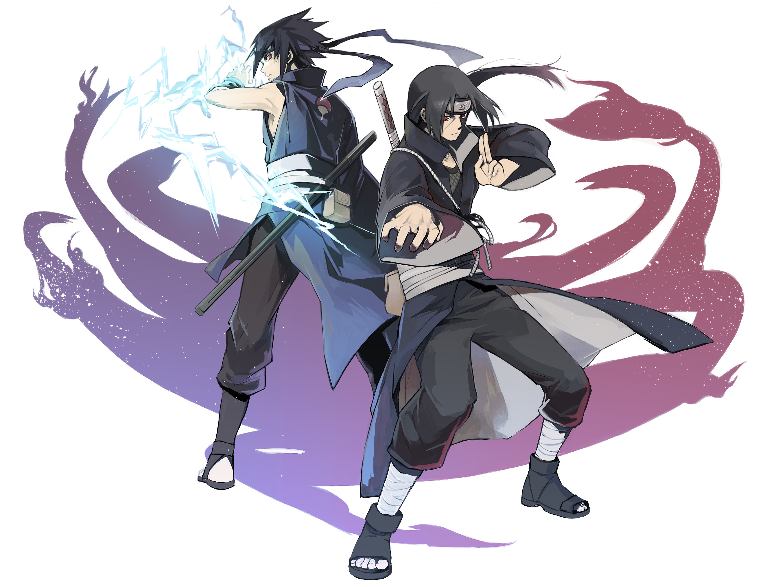 Sasuke Uchiha, Itachi Uchiha, Chidori, Naruto, 2K, sfondo per iPad e tablet