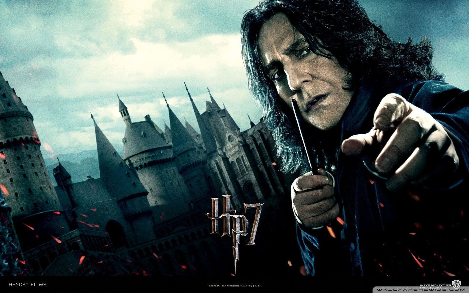 Harry Potter e i Doni della Morte, Severus Piton, Alan Rickman, Castello di Hogwarts, Locandina, immagine di sfondo