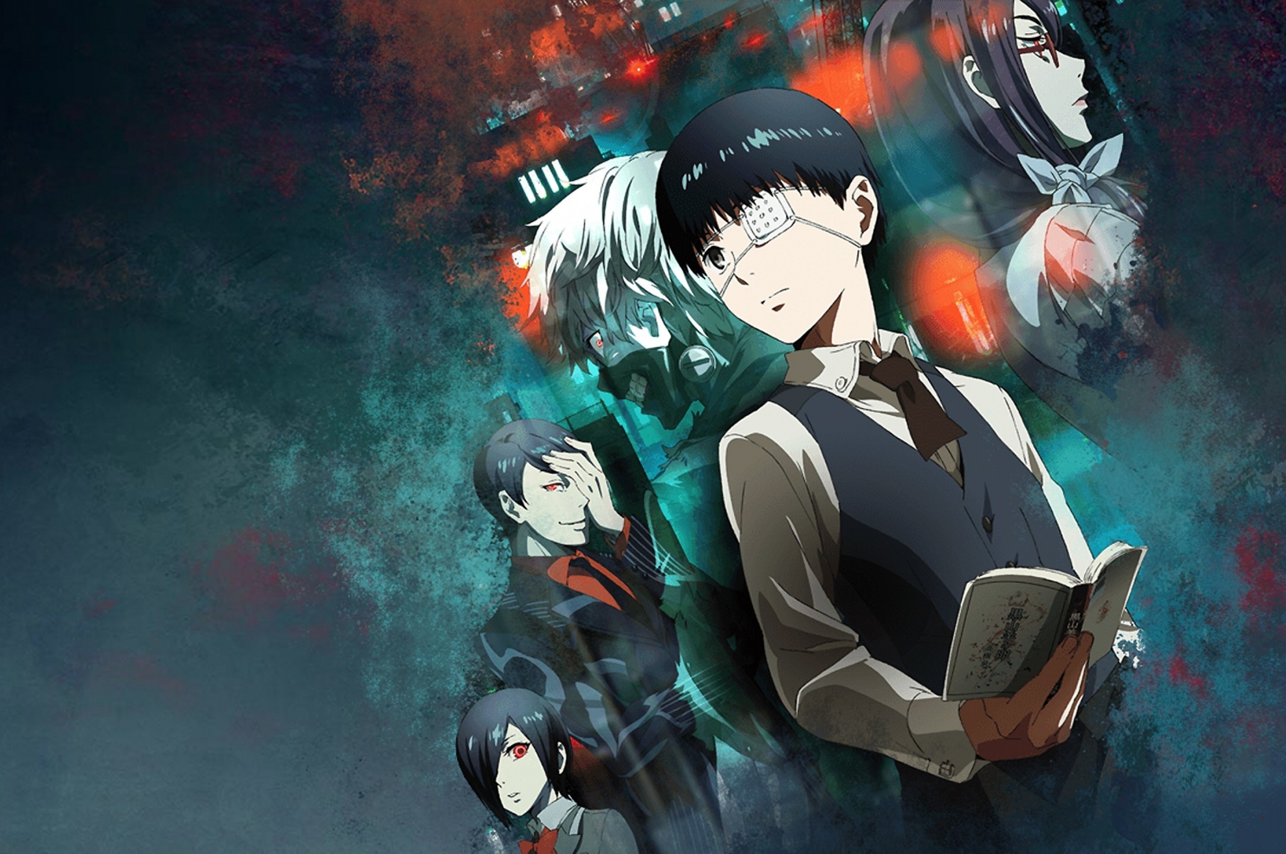 Ken Kaneki, Tokyo Ghoul, Touka Kirishima, Libro, 2K, sfondo per PC