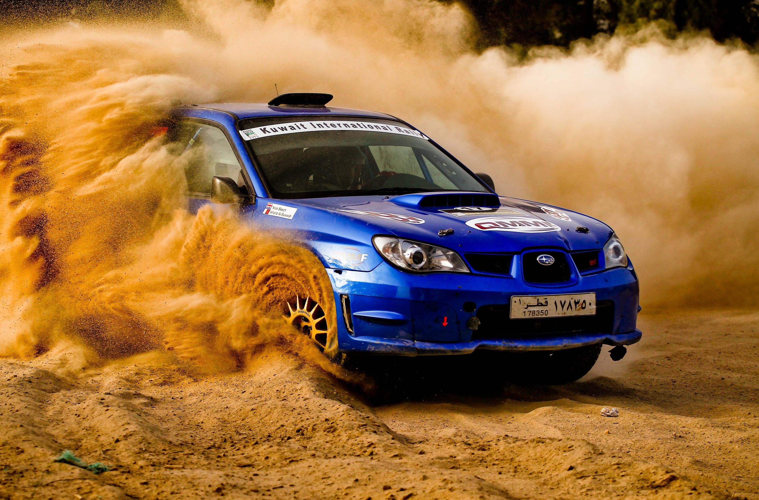 Subaru Impreza WRX STI, Polvere, Sabbia, Auto da rally, 2K, sfondo Windows 11