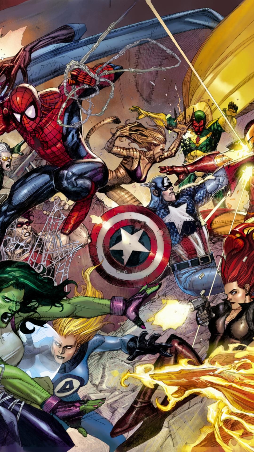 Capitan America, Spider-Man, Marvel Comics, Supereroi, Fumetto, sfondo per iPhone e Android