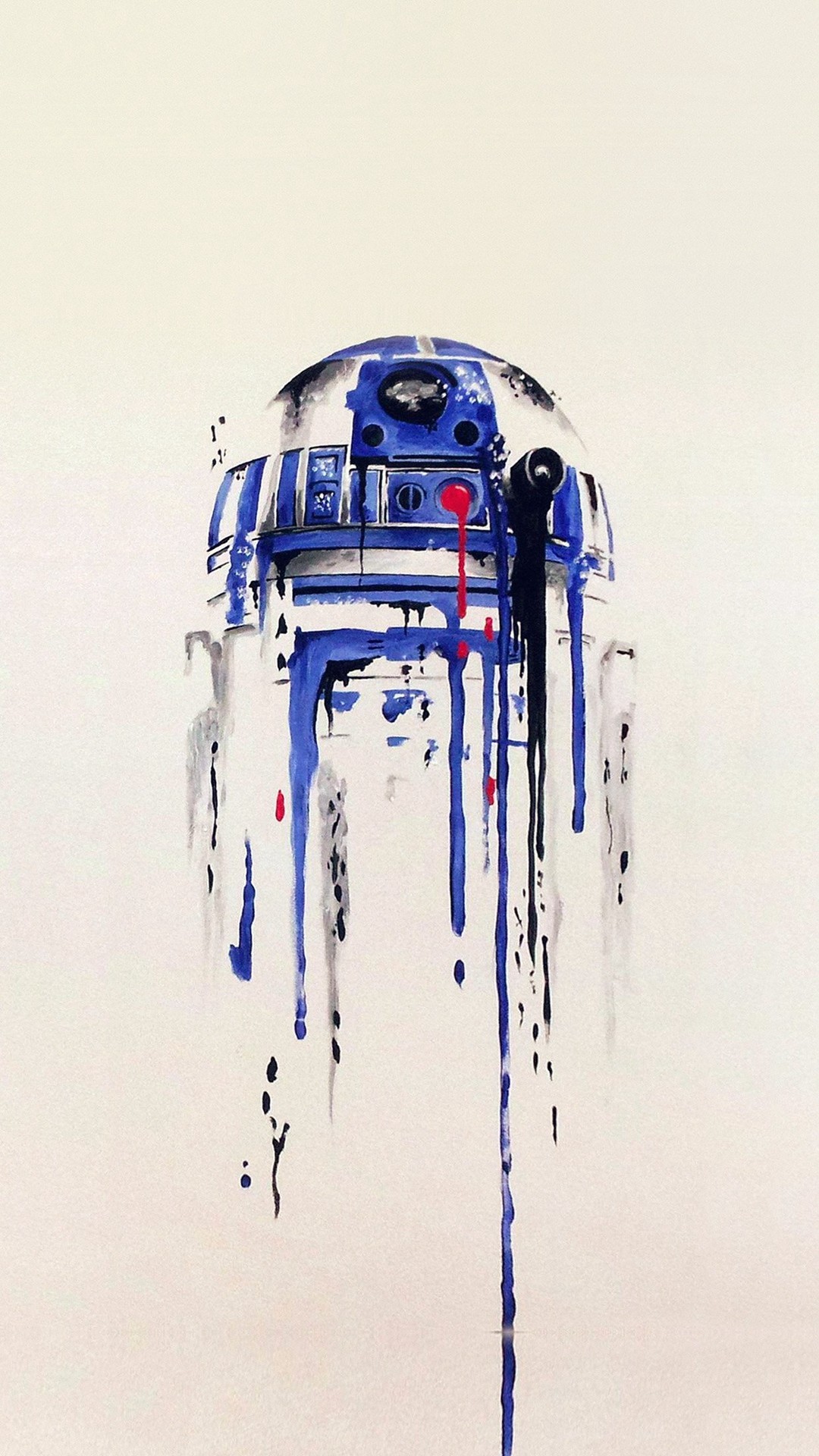 R2-D2, Star Wars, Acquerello, Sgocciolature, sfondo per iPhone e Android