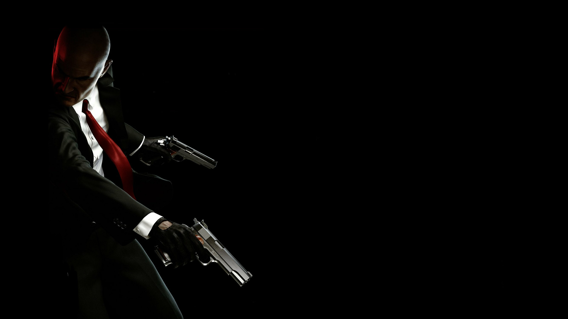 Hitman, Agente 47, Pistole, Sfondo nero, Full HD, wallpaper desktop