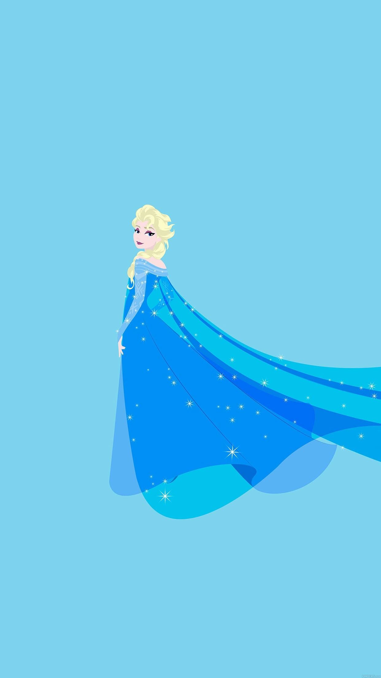 Elsa, Frozen, Disney, Minimalista, Azzurro, Full HD, sfondo iPhone