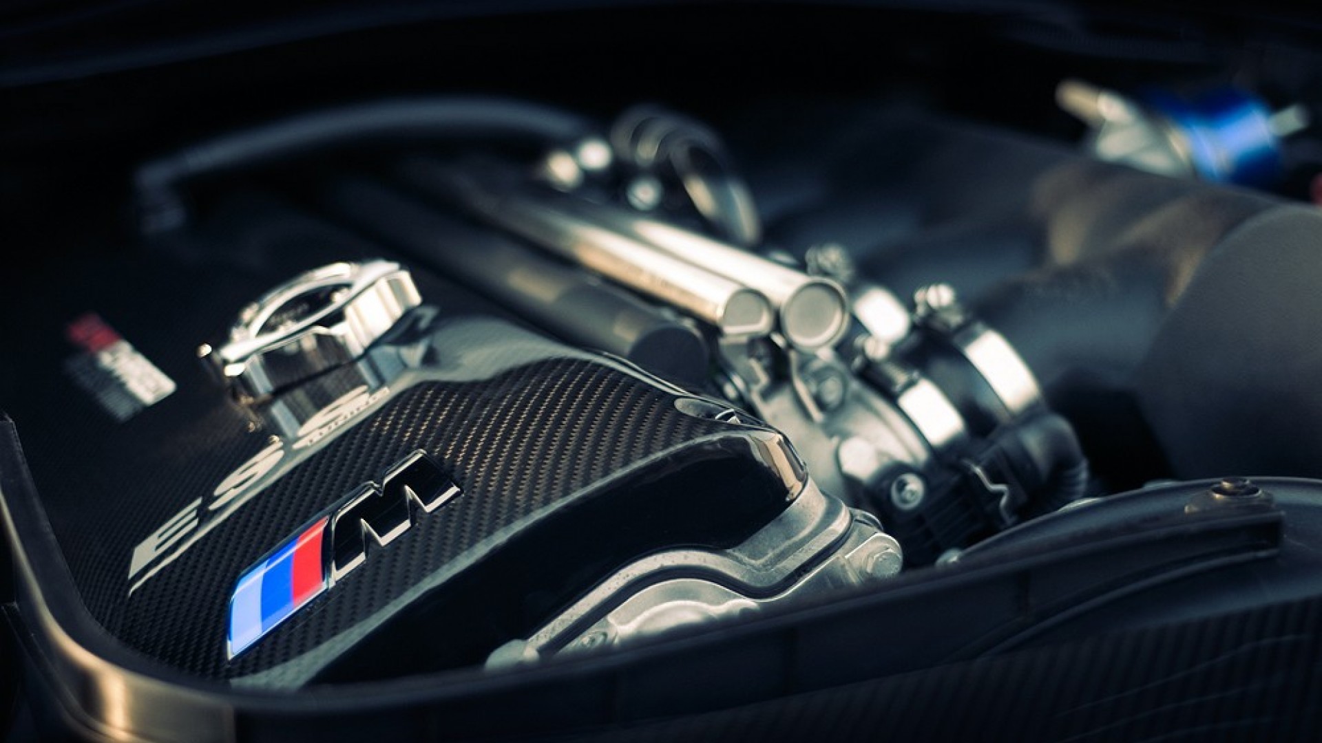 BMW M3, BMW, Motore, Fibra di carbonio, Logo M, 1920x1080, immagine di sfondo
