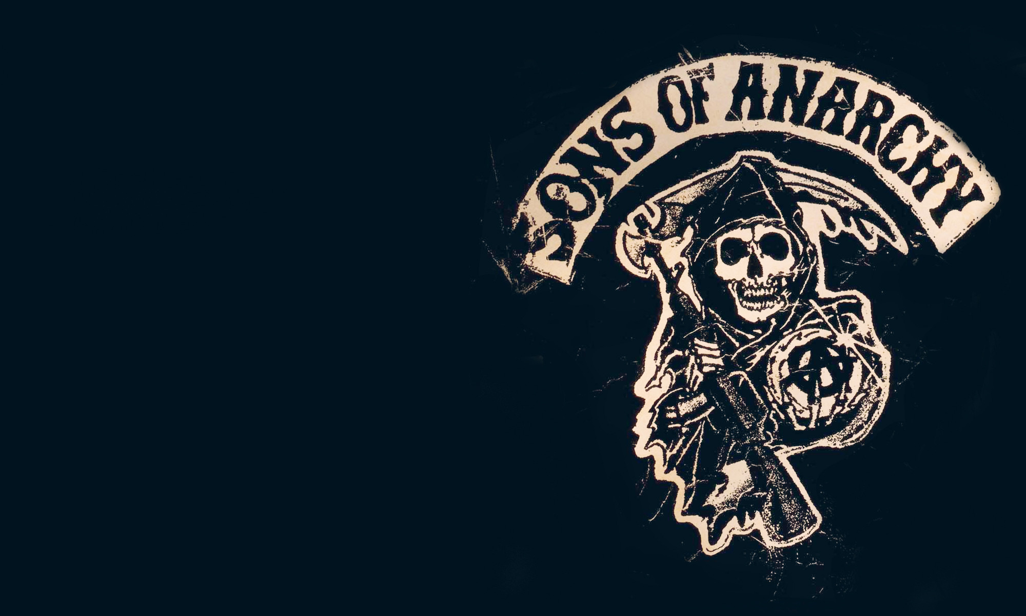 Sons of Anarchy, Logo Reaper, Sfondo blu scuro, Full HD, wallpaper per portatile