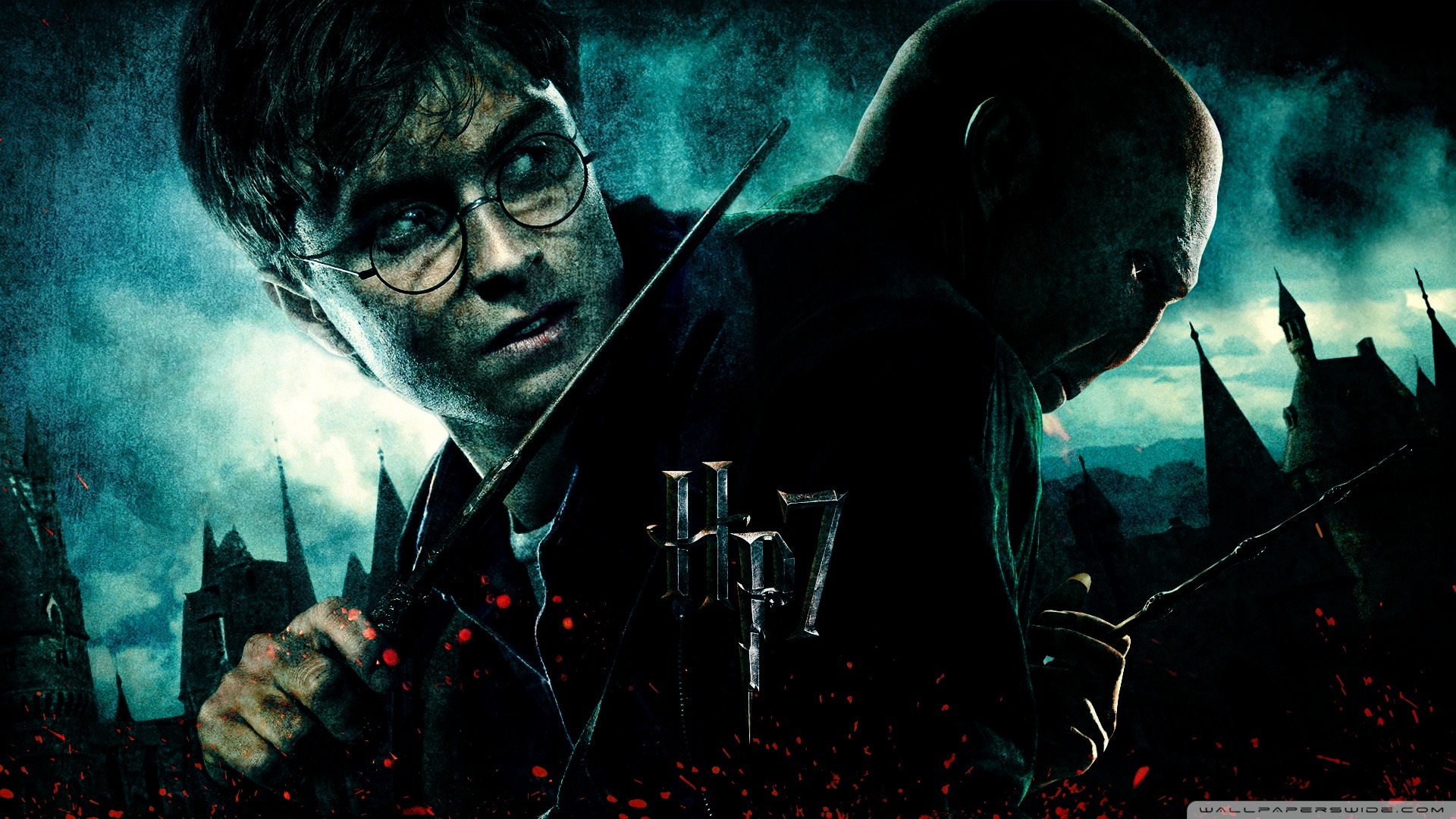Harry Potter, Lord Voldemort, Harry Potter e i Doni della Morte, Bacchetta, Hogwarts, sfondo 1080p