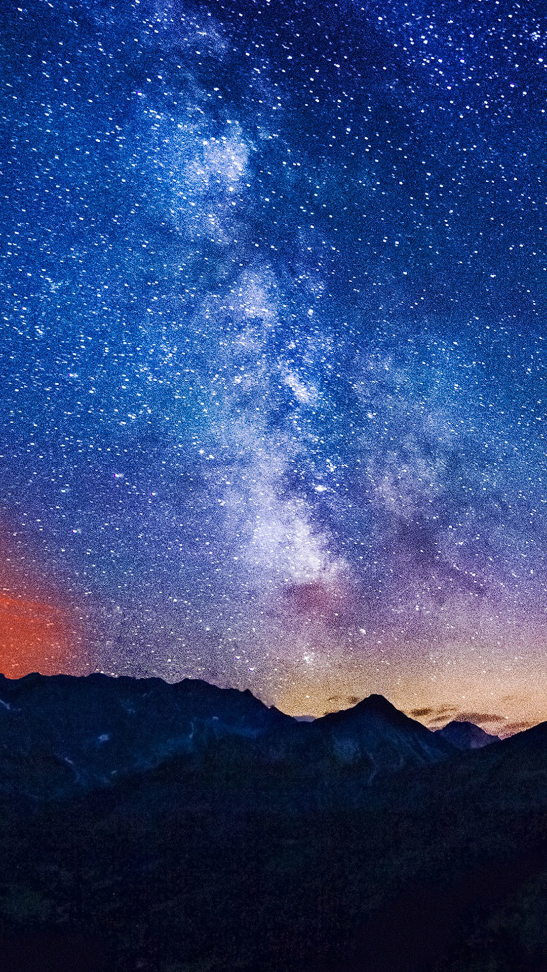 Via Lattea, Cielo stellato, Montagne, Notte, sfondo schermata di blocco Android